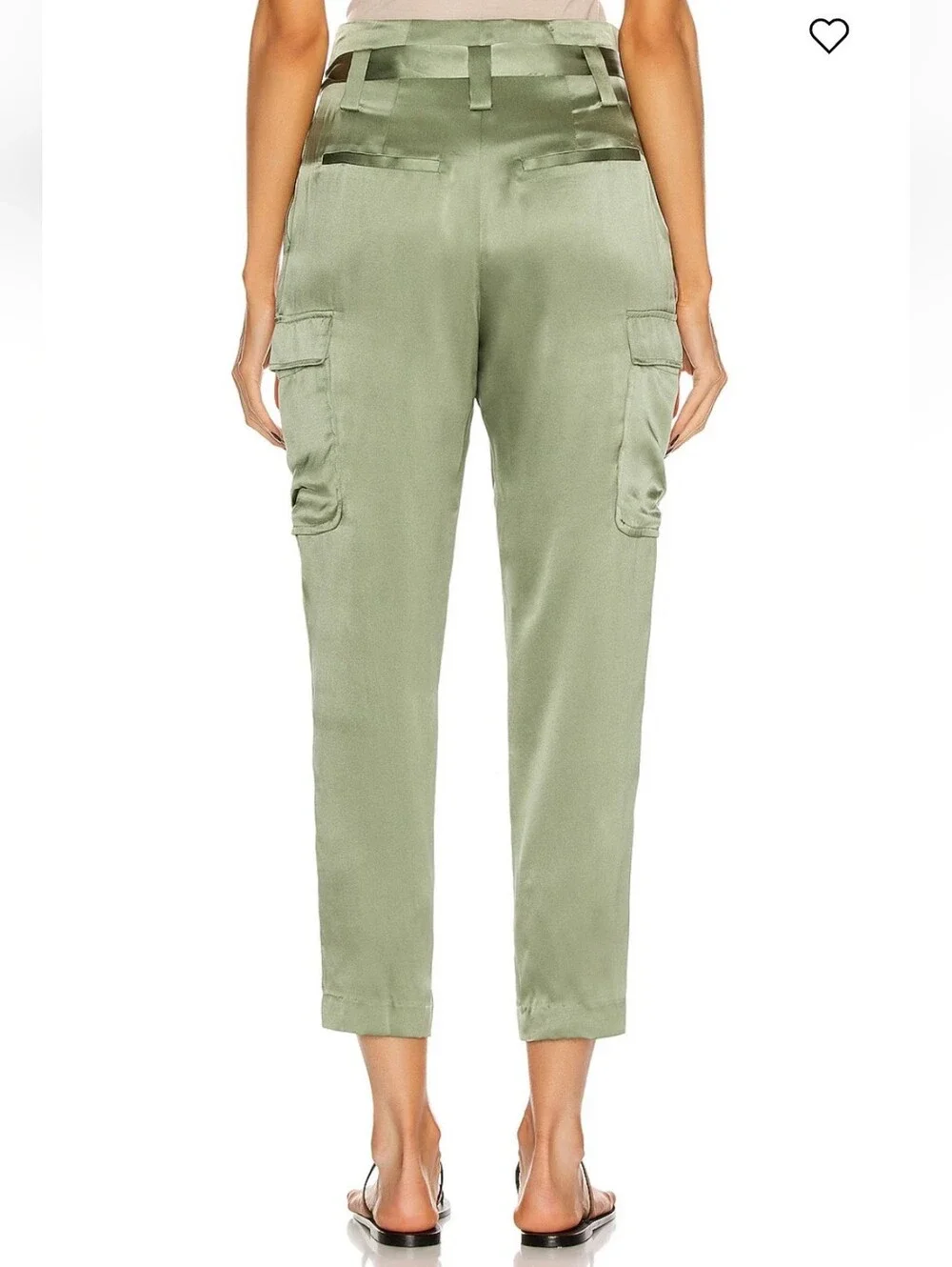 Silk Pants L'agence Womens Roxy Silk Paperbag Cargo Pant Green Sz 6